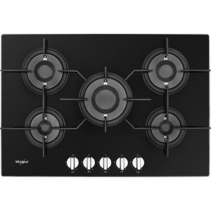 WHIRLPOOL BUILT-IN GAS HOB 75CM GLASS FULL SAFETY 5 BURNERS POW 75D2/NB
