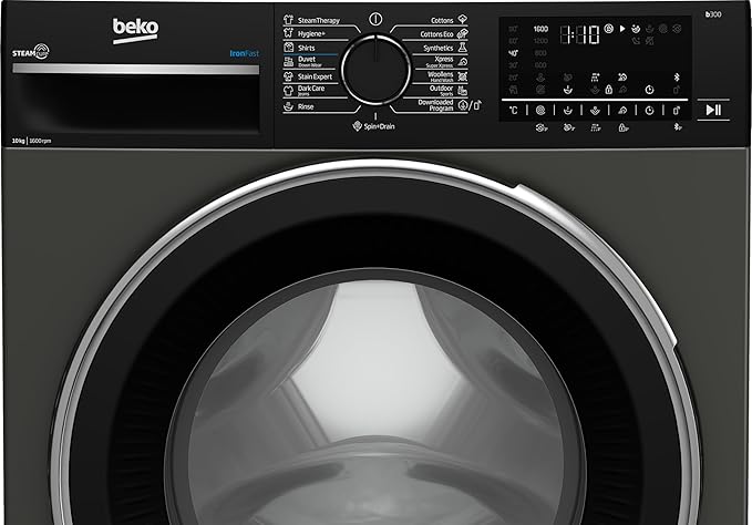غسالة ملابس بيكو - 10 كجم - 1600 دورة في الدقيقة - محرك عاكس برو سمارت - شاشة رقمية - 15 برنامج - معالجة بالبخار - بلوتوث - رمادي مانهاتن - B3WFU501040MCI - الصورة 5