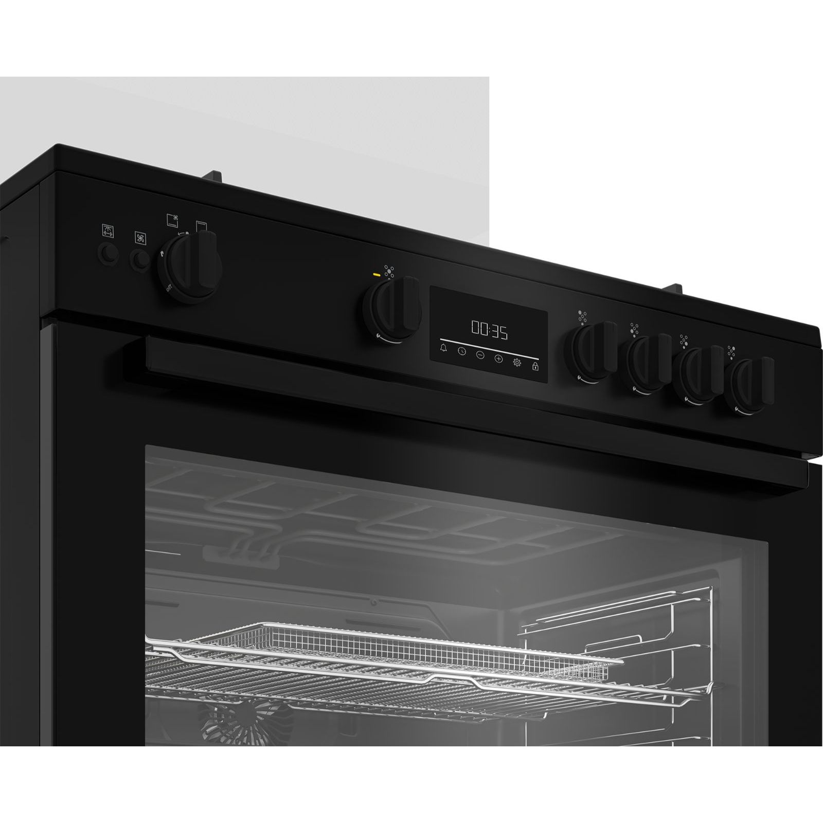 بوتاجاز غاز بيكو ٥ شعلات بشاشة رقمية - ٩٠ سم، أسود، BGGR 11225 GB - الصورة 3