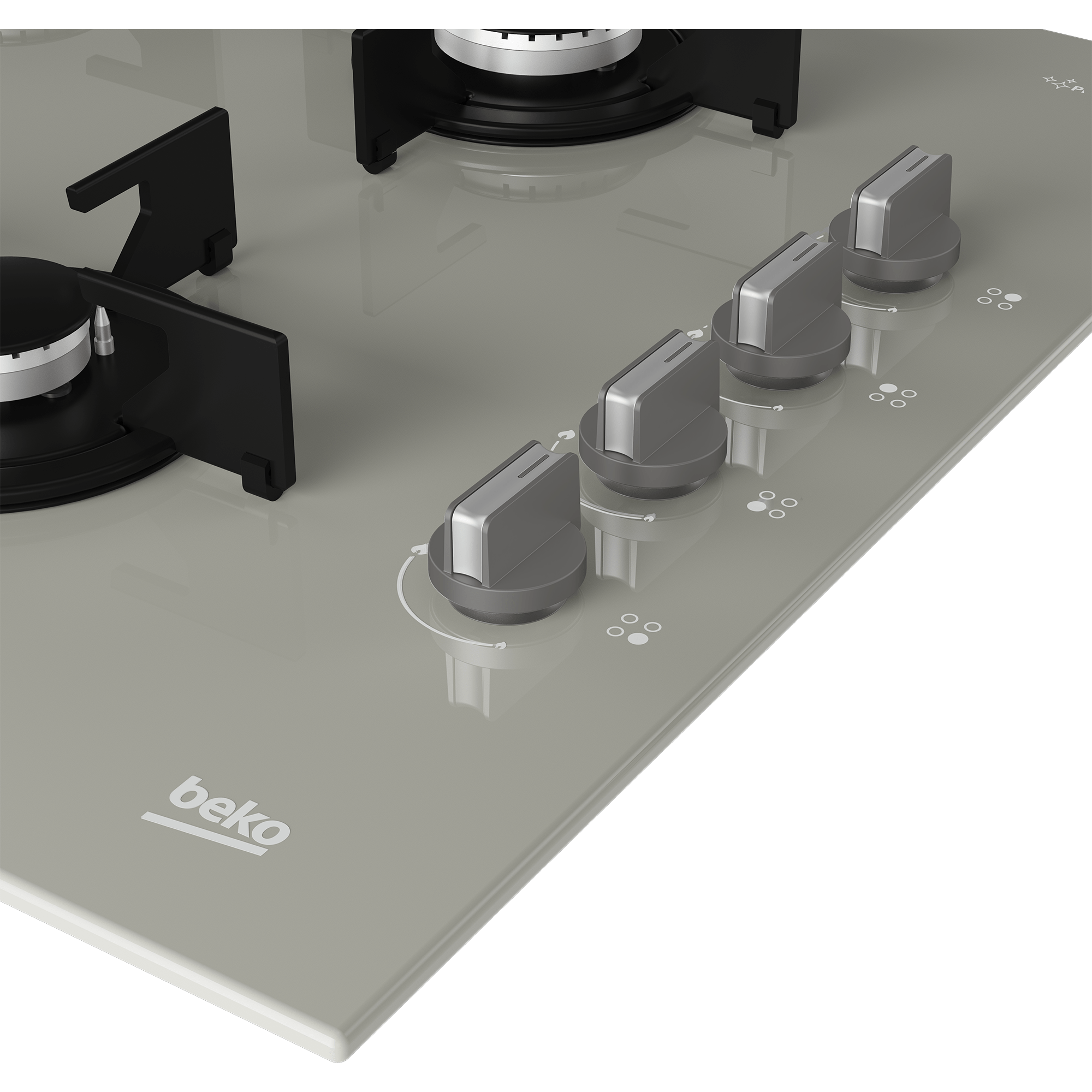 بيكو BOCD T 6010 EGE، 4 شعلات، 60 سم، سطح زجاجي مدمج - رمادي - الصورة 2