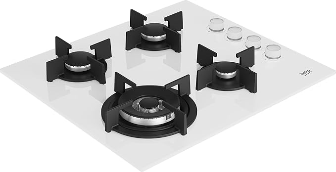 مسطح غاز بيلت ان بيكو زجاجي أبيض - ٤ شعلات - ٦٠ سم - HILW 64122 SWE - الصورة 2