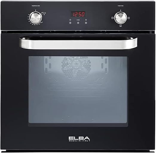 فرن غاز إلبا، ٦٠ سم، زجاج أسود، متعدد الوظائف، سعة ٥٤ لترًا، مفاتيح من الستانلس ستيل لضبط الحرارة والوظائف، مؤقت إلكتروني يعمل باللمس، مروحة داخلية، مروحة تبريد. 512-7GTC