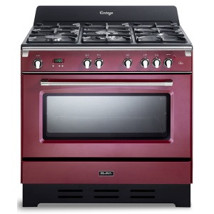 بوتجاز غاز إلبا، 5 شعلات، حديد زهر، مع مروحة، 90 سم، - أحمر - 9DVAR888ICK