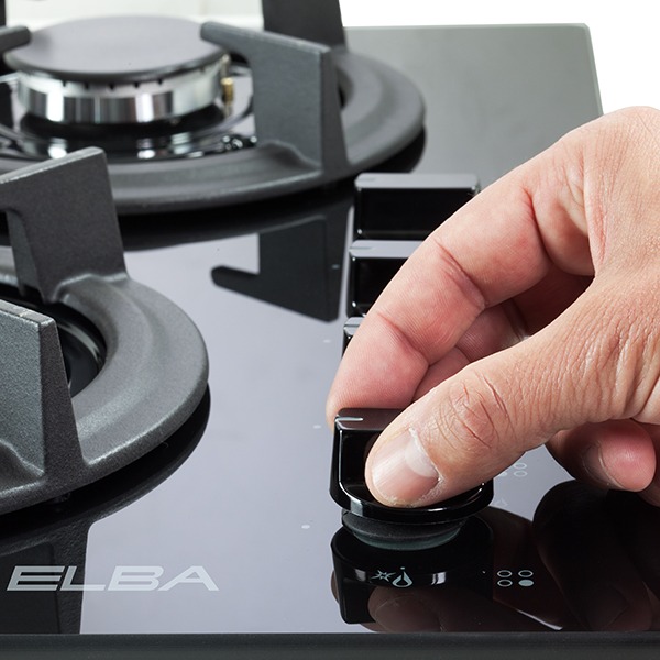 مسطح غاز زجاجي إلبا، ٤ شعلات، حديد زهر، ٦٠ سم، E41-455BK - الصورة 2