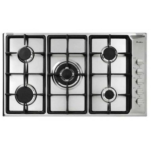 مسطح غاز إلبا 90 سم، 5 شعلات، حديد زهر، ستانلس ستيل، E90-541XC