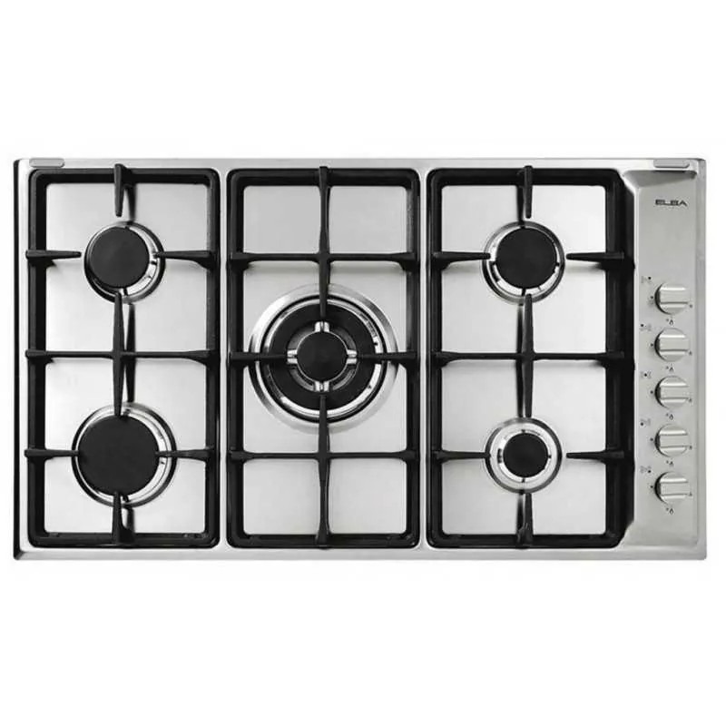 مسطح غاز إلبا 90 سم، 5 شعلات، حديد زهر، ستانلس ستيل، E90-541XC