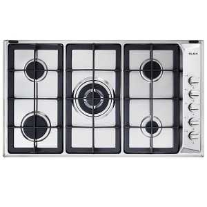 Elba Built-In Gas Hob, 5 Burners, 90CM, Black and Silver - E95-545 XND