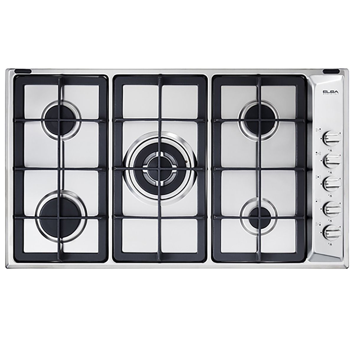Elba Built-In Gas Hob, 5 Burners, 90CM, Black and Silver - E95-545 XND