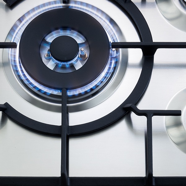 " مسطح غاز إلبا، بيلت ان، 90 سم، 5 شعلات، تحكم أمامي، دعامات من الحديد الزهر، أمان كامل، ستانلس ستيل - ELIO95-545." - الصورة 2