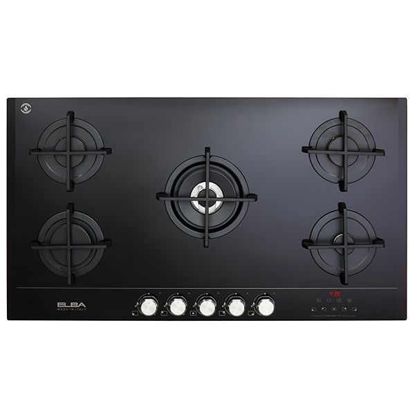 Elba Gas Built-In Hob, 5 Burners, Black- ELIO 95 G-MATIK