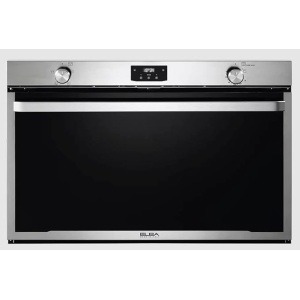 فرن غاز إلبا ٩٠ سم، لون ستانلس ستيل، متعدد الوظائف، ١٤١ لترًا، مفاتيح ستانلس ستيل لضبط الحرارة والوظائف، مؤقت إلكتروني، مروحة داخلية، مروحة تبريد - Elio G90