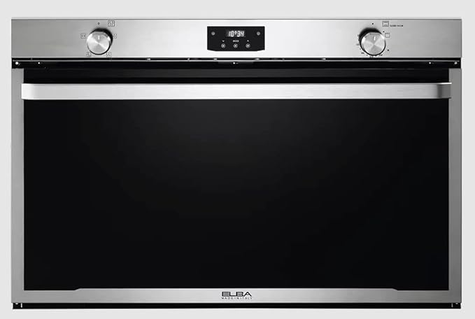 Elba Gas oven 90 cm, Stainless steel color, Multifunction,141 liters, stainless keys for setting heat and function, electronic timer ,inner fan, Cooling Fan-
Elio G90