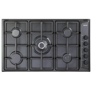 Elba Built-in Gas Hob, 5 Burners, 90CM, Enameled steel, Black - EN95-545 ANT