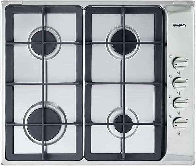 مسطح غاز البا بيلت ان، 60 سم، 4 شعلات، ستانلس ستيل، إيطاليا - ES65-450XD