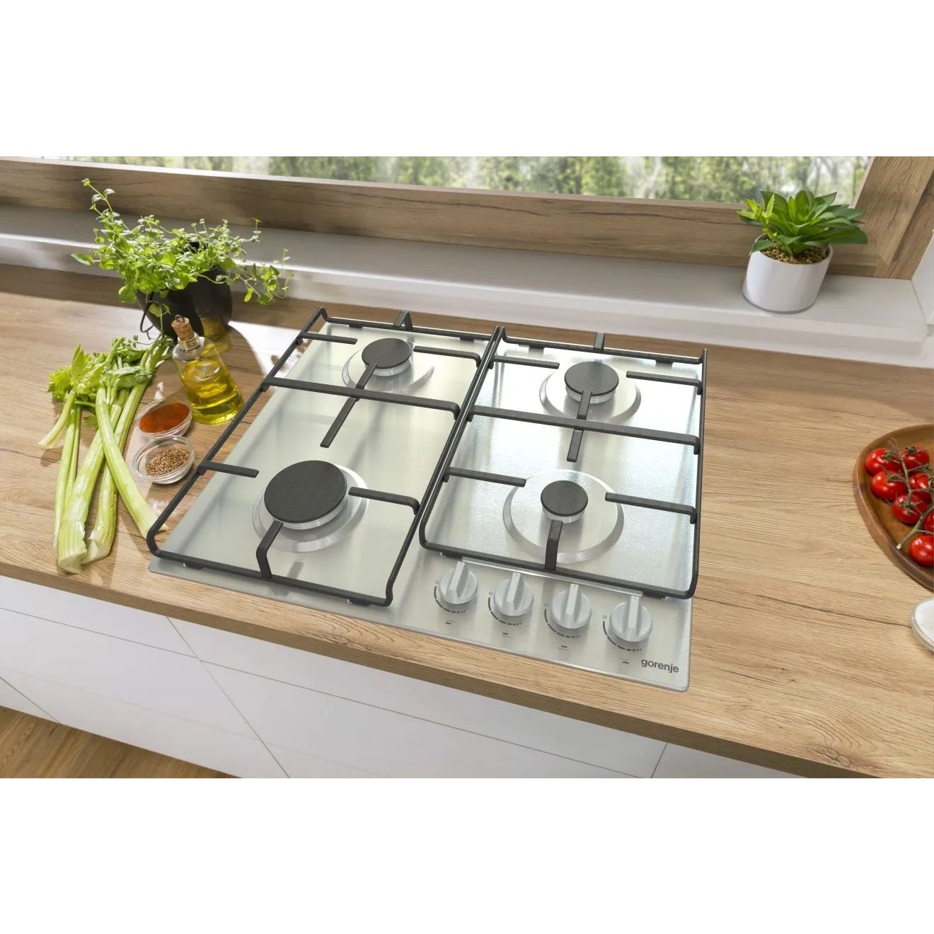 مسطح غاز جرونيا بيلت ان ، ٦٠ سم، ٤ شعلات، شوايات مطلية بالمينا، تحكم أمامي، أمان كامل - G640EX - الصورة 9