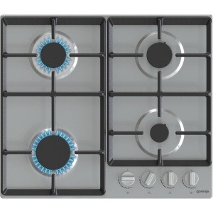 Gorenje Built in Gas Hob 60 cm, 4 burners, Front Knobs, self-igniting, Cast iron grid, Stainless steel - G641EX