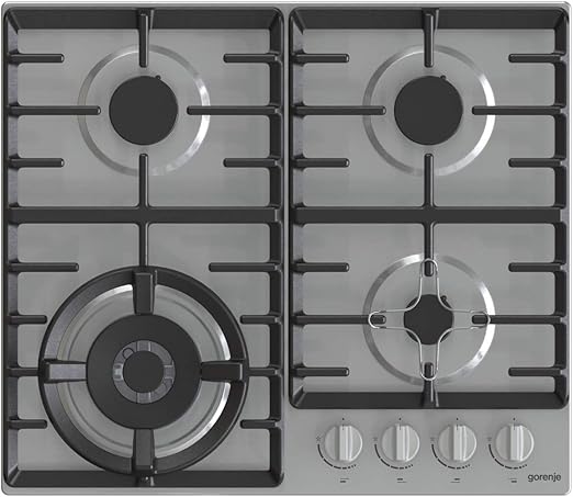 Gorenje , 60 cm Built in Gas Hob, Protected Gas Burners, Cast Iron Grids, One Hand Ignition, Inox,GW641X