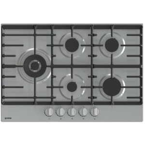 Gorenje Gas hob, 75 cm, stainless steel, 5 burners, front control, high qualified burners, one-hand ignition, wok burner, full safety-Gw751x