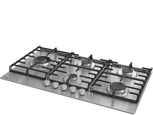 مسطح جرونيا غاز 90 سم، 5 شعلات - دعامات مقلاة من الفولاذ المقاوم للصدأ وحديد الزهر - GW951X - الصورة 2