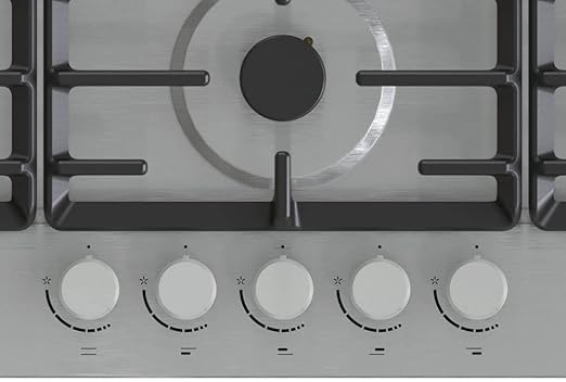 مسطح جرونيا غاز 90 سم، 5 شعلات - دعامات مقلاة من الفولاذ المقاوم للصدأ وحديد الزهر - GW951X - الصورة 3