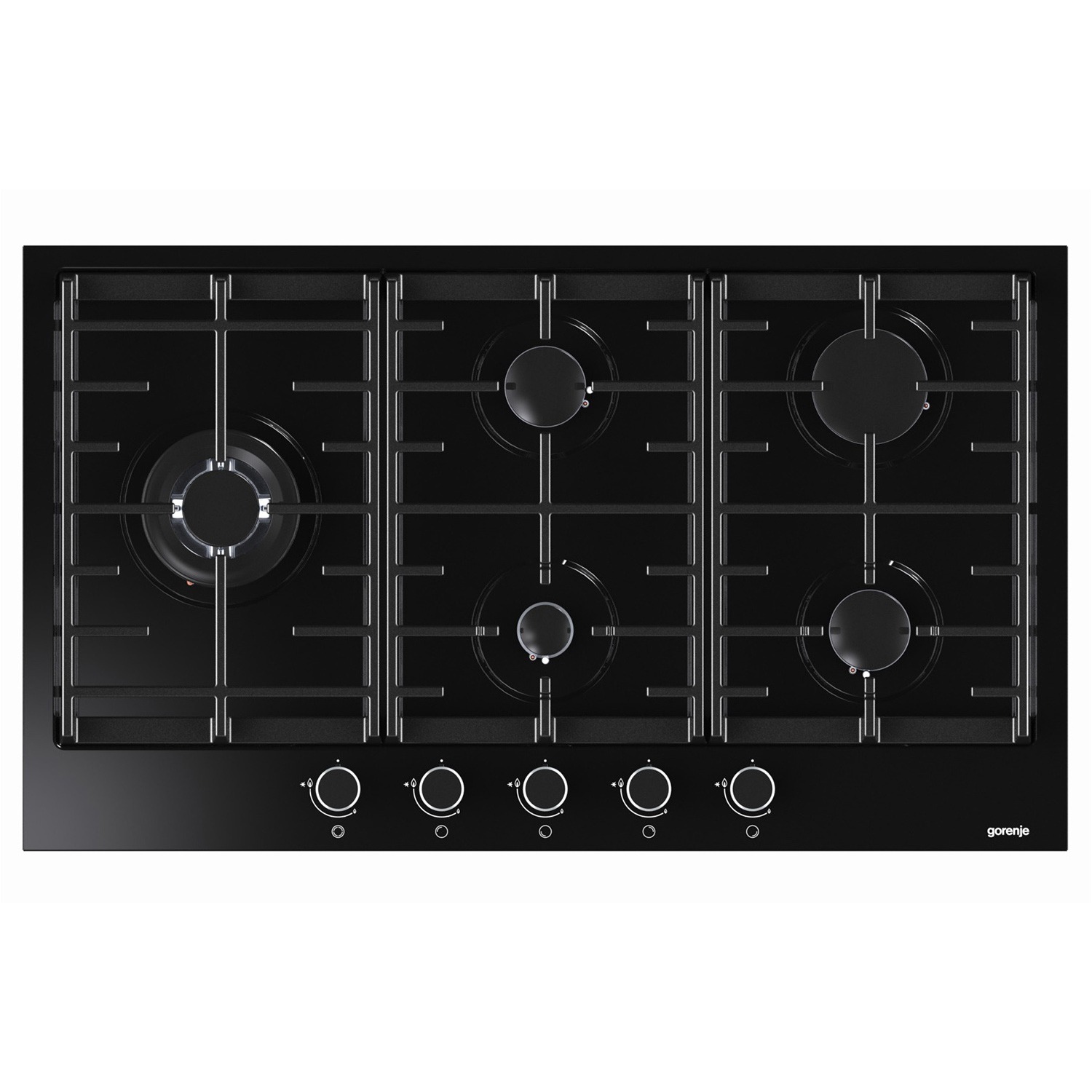 Gorenje Gas hob, 90 cm, stainless steel, 5 burners, front control, full safety, Gas control- GW961UXB