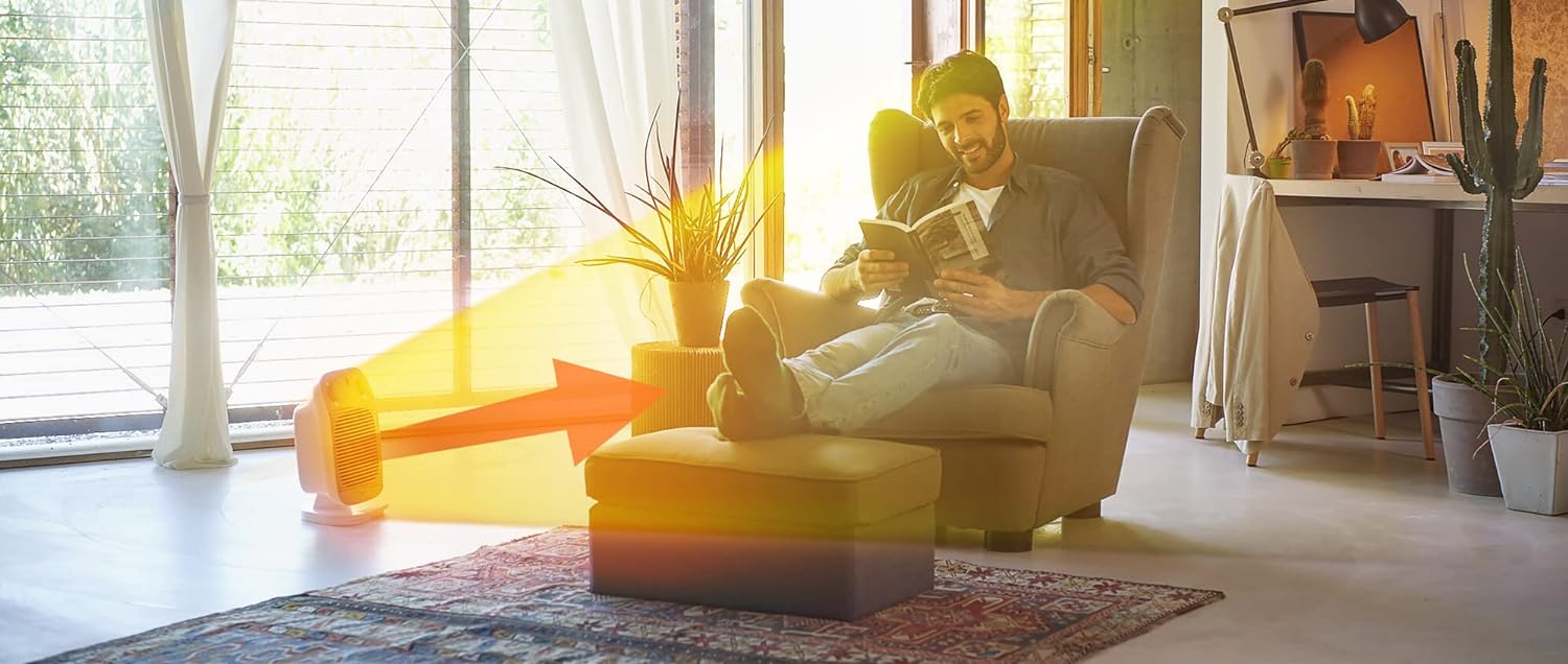 دفاية مروحة كهرباء ديلونجي، 2000 وات، ازرق وابيض - HFS50B20-AV - الصورة 2