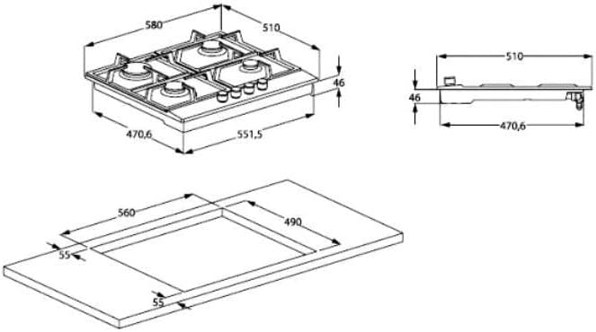Beko Built-in Gas Hob, 4 Burners, Black- HIAW 64225 BX - Image 4