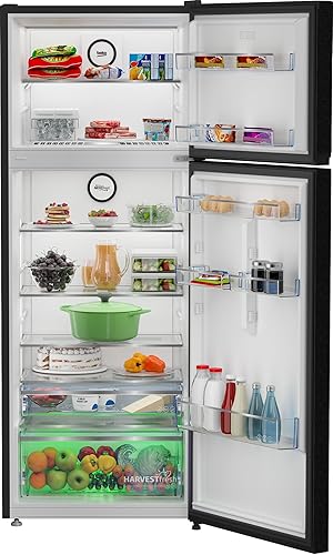 ثلاجة بيكو نو فروست بتبريد مزدوج - سعة 406 لتر - ضاغط عاكس ذكي - فريزر علوي - أسود - RDNE455M20XBIDEGB - الصورة 4