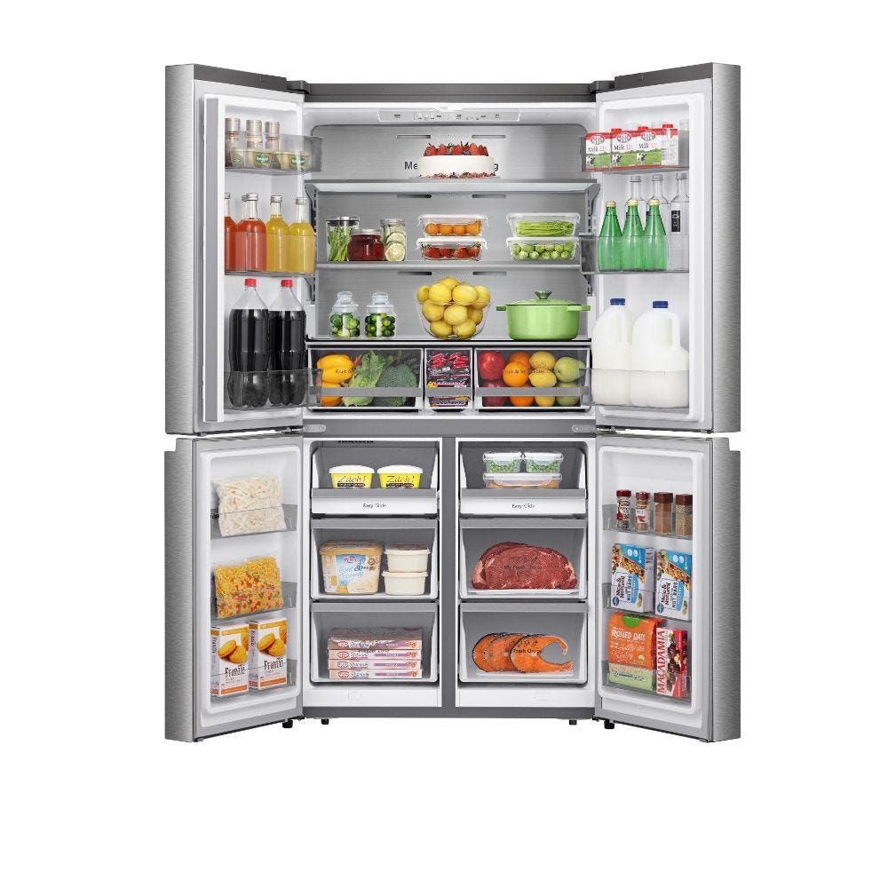 ثلاجة هايسنس الرقمية نو فروست بأربعة أبواب بتقنية الانفرتر، سعة 609 لتر، مصنوعة من الفولاذ المقاوم للصدأ - RQ5P560NAIA-بضمان رايه - الصورة 7