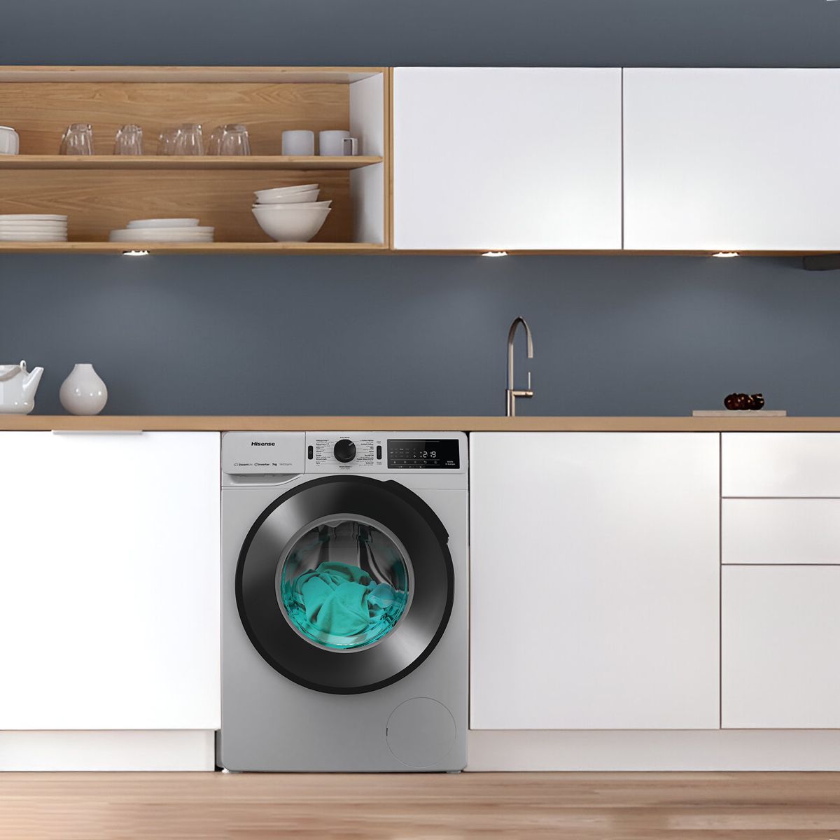 غسالة هايسنس أوتوماتيكية بالكامل، تحميل أمامي، مزودة بتقنية انفرتر، سعة 10 كجم، لون فضي - WF3V1042BSEG- بضمان راية - الصورة 2