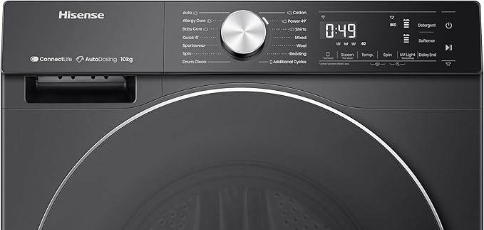 غسالة هايسنس، تحميل أمامي، ١٢ كجم، ١٤٠٠ دورة في الدقيقة، لون أسود، واي فاي، انفرتر - WF5S1245BB، بضمان رايه - الصورة 6