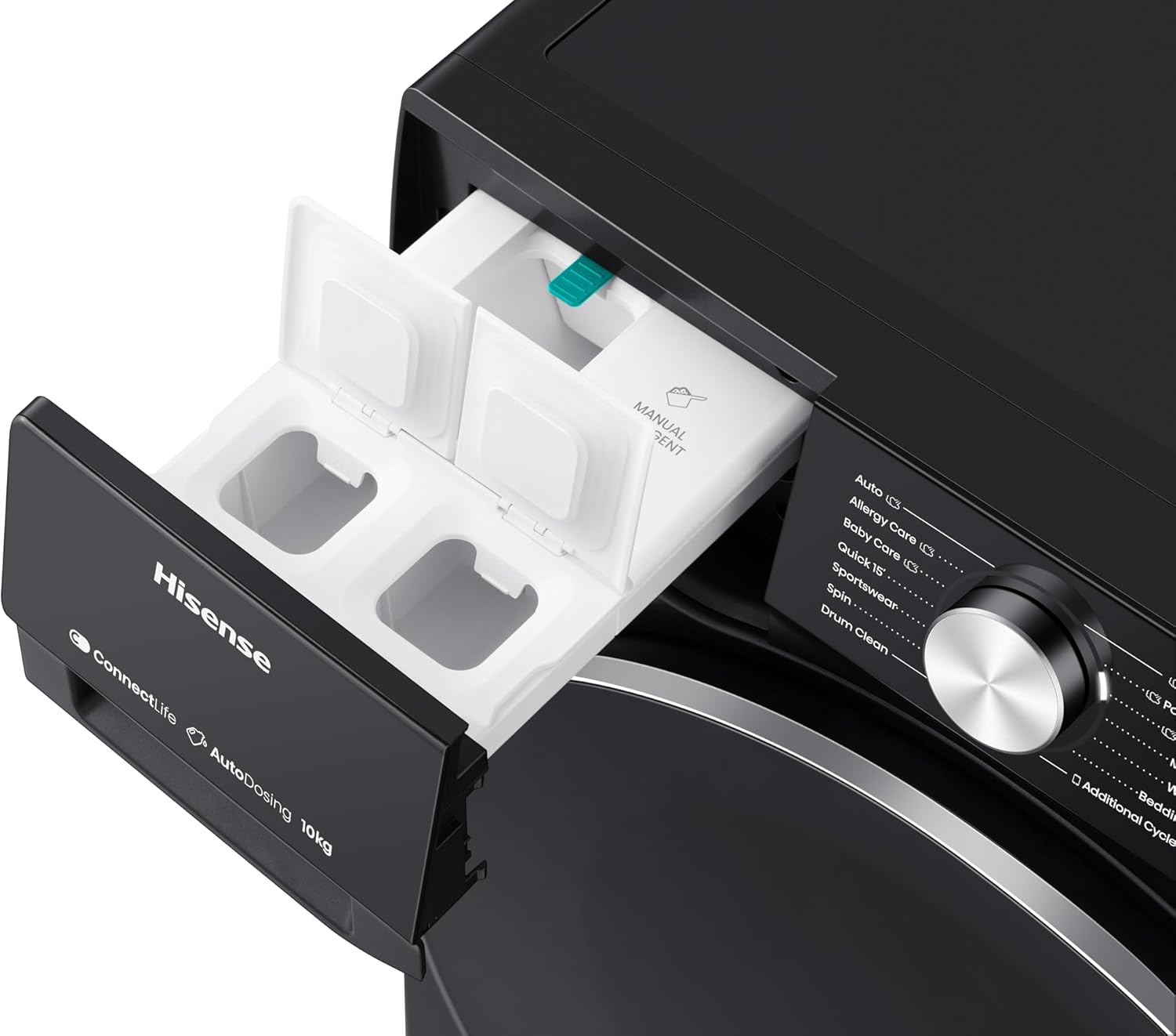 غسالة هايسنس، تحميل أمامي، ١٢ كجم، ١٤٠٠ دورة في الدقيقة، لون أسود، واي فاي، انفرتر - WF5S1245BB، بضمان رايه - الصورة 7