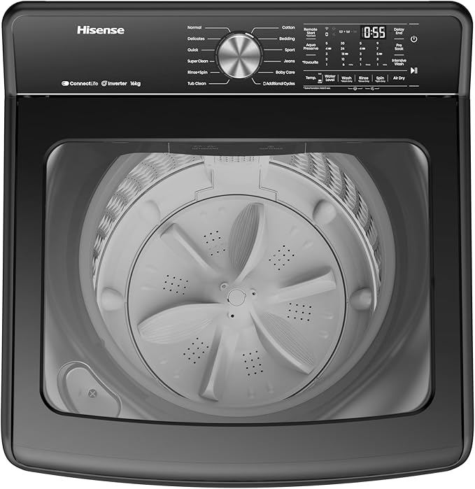 غسالة هايسنس الرقمية الأوتوماتيكية، تحميل علوي، انفرتر، سعة 20 كجم، لون رمادي تيتانيوم - WT5T2025DT- بضمان رايه - الصورة 2