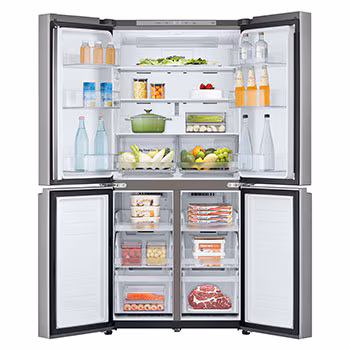 ثلاجة إل جي بأربعة أبواب، سعة ٥٣٠ لترًا، ضاغط عاكس، تبريد خطي، هايجين فريش+، واي فاي، تشطيب من الفولاذ المقاوم للصدأ (GC-B22FFLZB) - الصورة 2