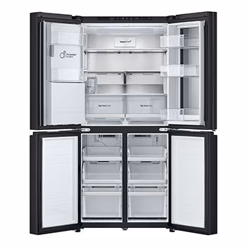 ثلاجة إل جي إنستافيو، ماكينة صنع الثلج بأربعة أبواب، بتقنية العاكس الرقمي، لون أسود مطفي (GC-X22FFQAB) - الصورة 3