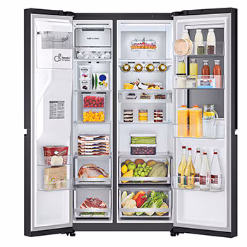 ثلاجة إل جي ديجيتال انفرتر لصانعة الثلج InstaView Side×Side باللون الأسود غير اللامع GC-X257CQHW - الصورة 2