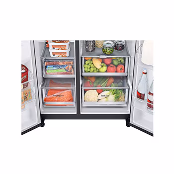 ثلاجة إل جي ديجيتال انفرتر لصانعة الثلج InstaView Side×Side باللون الأسود غير اللامع GC-X257CQHW - الصورة 8