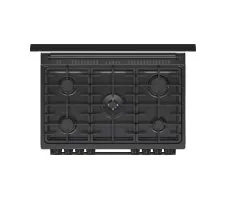 بوتاجاز غاز جرونيا قائم بذاته، أسود، 90 سم، 5 شعلات غاز، سعة 110 لتر، فرن متعدد الوظائف مع مروحة، قاعدة مقلاة من حديد الزهر، قلي هوائي، باب بإغلاق خفيف - GGI9C21B - الصورة 3