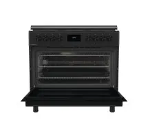 بوتاجاز غاز جرونيا قائم بذاته، أسود، 90 سم، 5 شعلات غاز، سعة 110 لتر، فرن متعدد الوظائف مع مروحة، قاعدة مقلاة من حديد الزهر، قلي هوائي، باب بإغلاق خفيف - GGI9C21B - الصورة 4