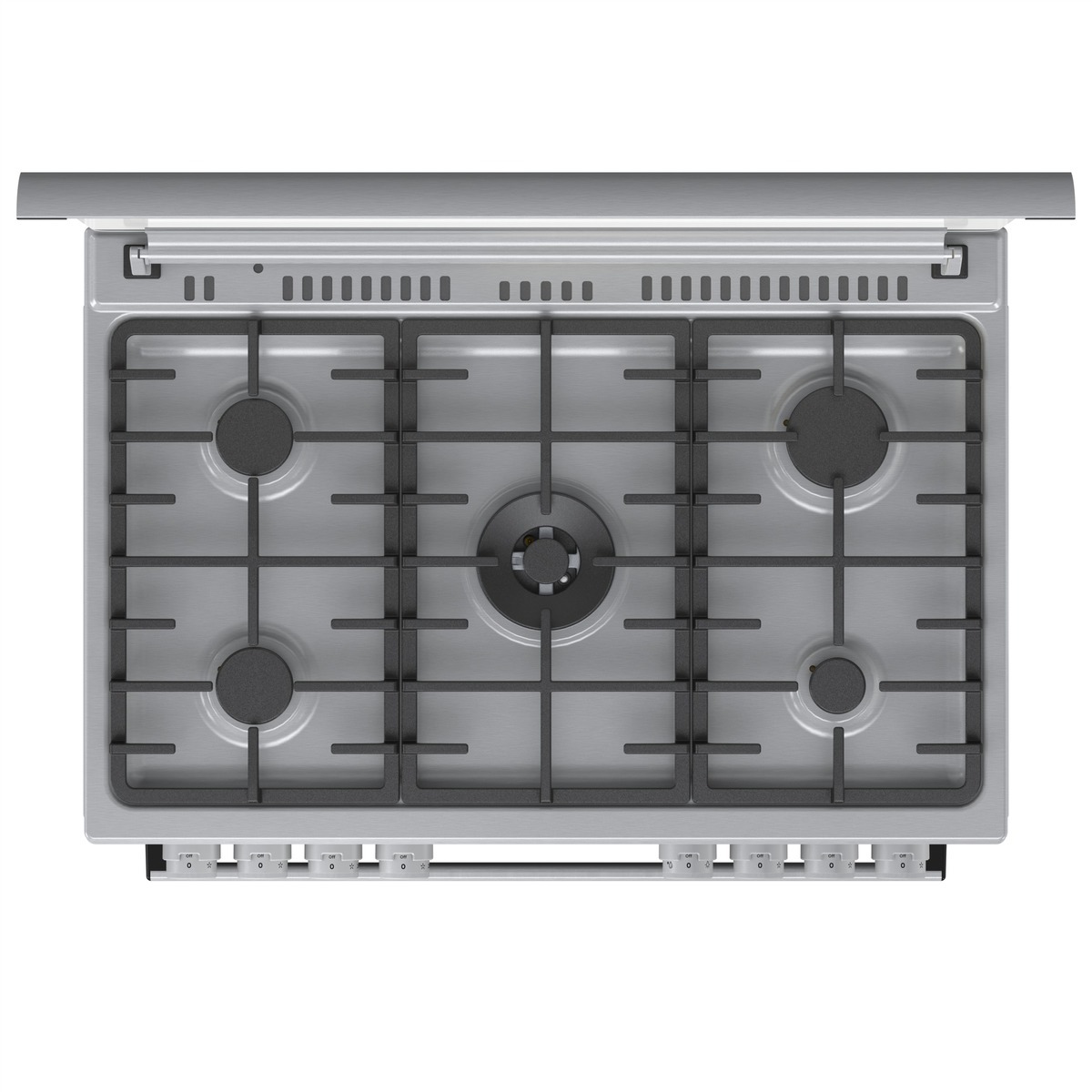 موقد غاز جرونيا قائم بذاته، من الستانلس ستيل، 90 سم، 5 شعلات غاز، سعة 110 لتر - GGI9C21X - الصورة 3