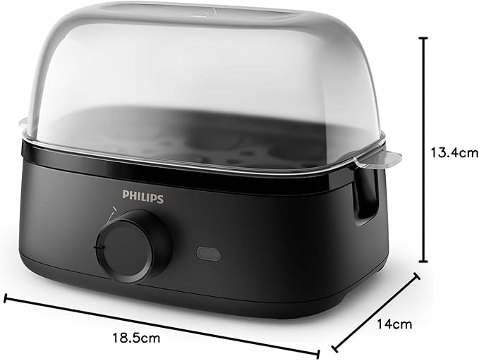 طباخة بيض فيليبس سلسلة 3000 - 400 واط، سعة 6 بيضات، مستويات طهي، ملحق سلق، إشارة استعداد، أسود - HD9137/91 - الصورة 3