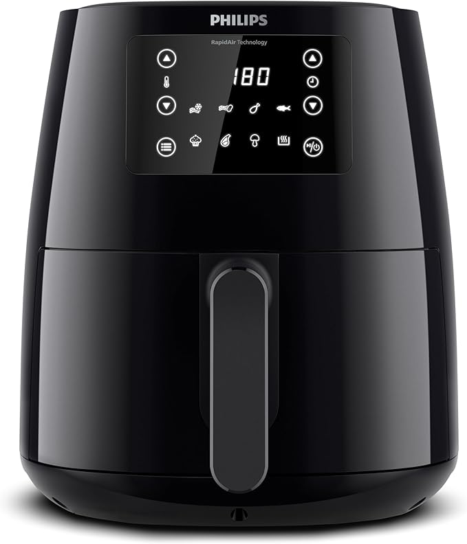 قلايه فيليبس الهوائية سلسلة L 3000 - سعة 4.1 لتر، 1550 واط، تقنية الهواء السريع، شاشة LED تعمل باللمس، خاصية الحفاظ على الدفء، 7 إعدادات مسبقة للطهي، لون أسود - HD9243/90