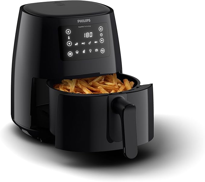 قلايه فيليبس الهوائية سلسلة L 3000 - سعة 4.1 لتر، 1550 واط، تقنية الهواء السريع، شاشة LED تعمل باللمس، خاصية الحفاظ على الدفء، 7 إعدادات مسبقة للطهي، لون أسود - HD9243/90
- ضمان لمدة عامين من رايا - الصورة 2