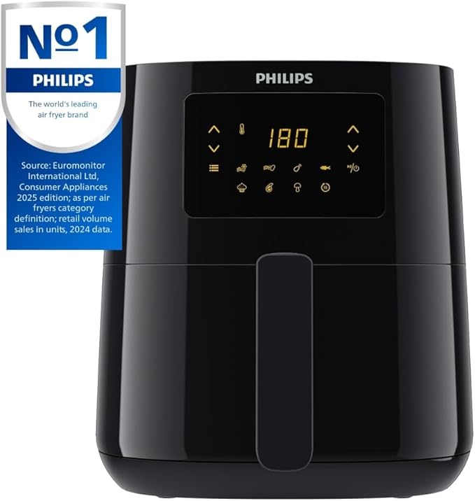 قلايه فيليبس إسينشال إير فراير XL الرقمية، سعة 6.2 لتر/2.65 رطل، مزودة بتقنية الهواء السريع، وسلة تنظيف سهلة، لون أسود - HD9270/90 - الصورة 2
