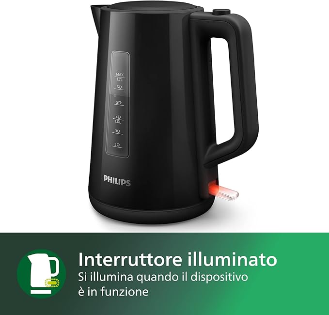 غلاية كهربائية من فيليبس - ٢٢٠٠ واط، ١.٧ لتر، مؤشر مستوى الماء، أسود، بلاستيك - HD9318/20 - ضمان سنتين من راية - الصورة 6