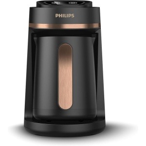 ماكينة صنع القهوة التركية من فيليبس، سلسلة ٥٠٠٠-٧٣٥ واط، سعة ٤ أكواب، خاصية التحضير البطيء، مؤشر جاهزية القهوة، إيقاف تشغيل تلقائي، لون أسود وبرونزي - HDA150/60 - ضمان لمدة عامين من رايه