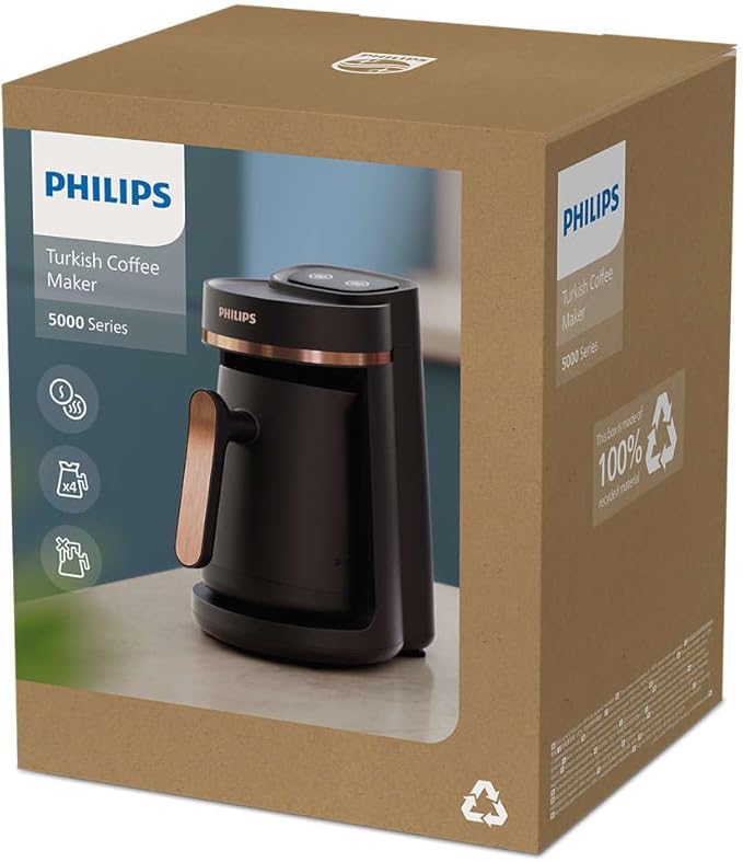 Philips Turkish Coffee Maker Series 5000-735W, 4 cups capacity, Slow brew function, Ready indicator, Automatic shut-off, Black and bronze - HDA150/60 - 2 years warranty from Raya - Image 4