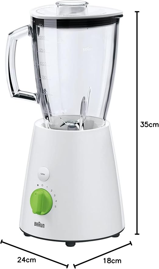 خلاط براون JB3060 تريبيوت كوليكشن مع إبريق زجاجي، 800 واط - أبيض - ضمان سنتين من رايه - الصورة 2