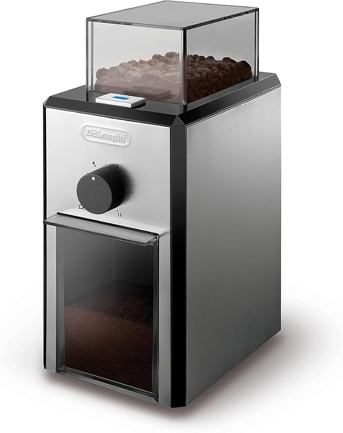Delonghi burr coffee grinder with grind selector and quantity control- kg89 international warranty
