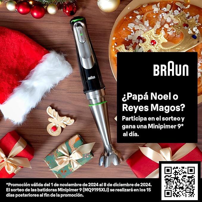 خلاط يدوي براون ملتي كويك 9 MQ مع خاصية التحكم النشط في تناثر المكونات، خلاط، مفرمة مع خفاقة، 1200 واط، أسود/فولاذ مقاوم للصدأ - MQ 9147X - الصورة 4